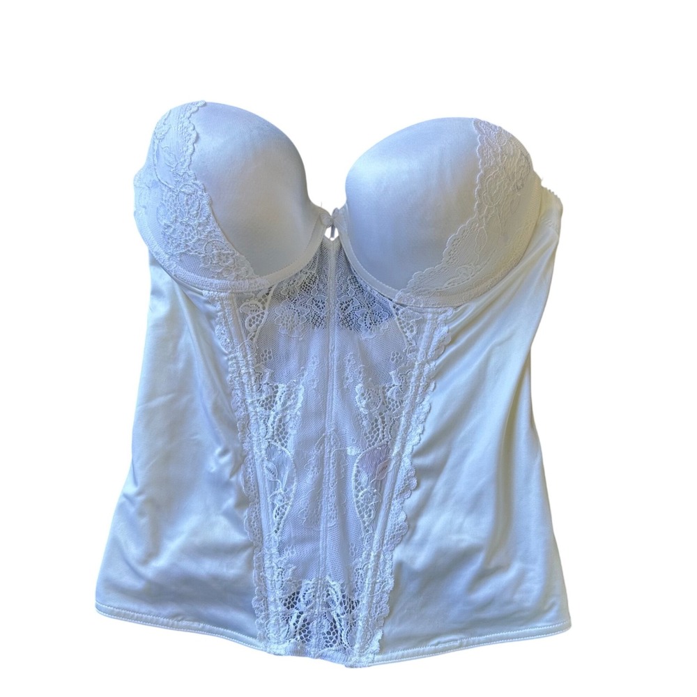 Jezebel White Lace Bustier Corset Top Underwire Padded 36B 30533 Bridal Lingerie